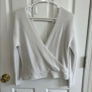 Elegant White Wrap Sweater